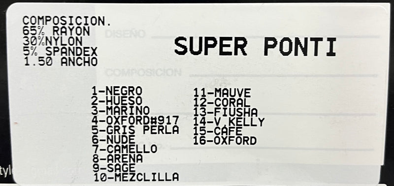 Tela Super Ponti Lisa De Rayón Para Pantalón · 150 cm · Por Kilo