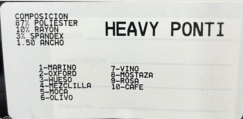 Tela Heavy Ponti Lisa De Poliéster Para Pantalón · Por Kilo