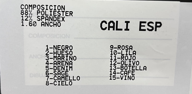 Tela Cali Esp Lisa De Poliéster Para Pantalón, Playera Y Ropa Deportiva · 160 cm