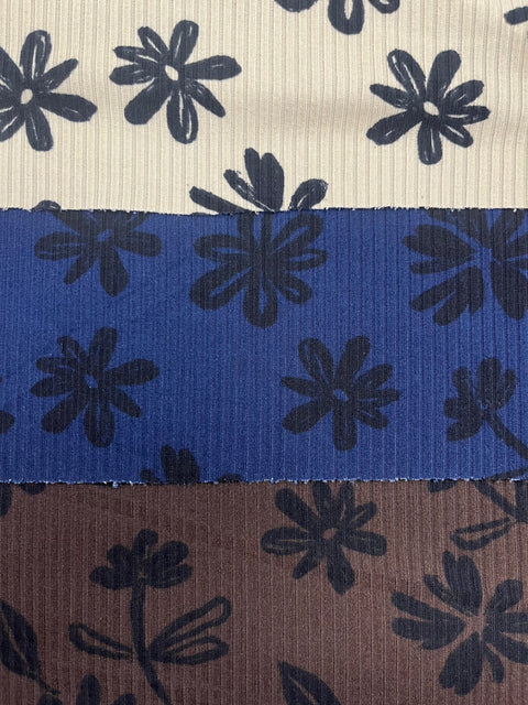 Tela Leslie Rib Brush Estampada De Poliéster Para Blusa Y Pantalón · 155 cm · 15281 · Por Kilo