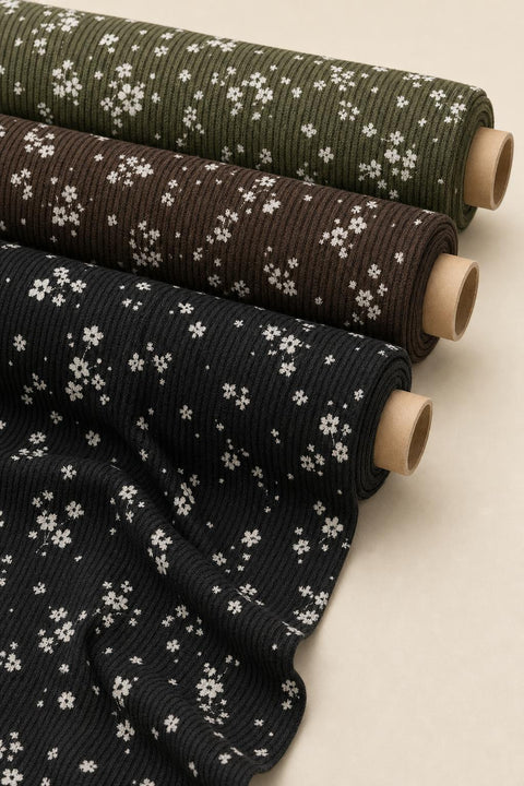 Tela Leslie Rib Brush Estampada De Poliéster Para Blusa Y Pantalón